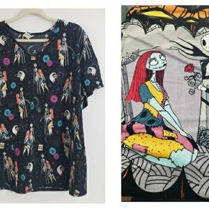 Nightmare Before Christmas 2x Scrub Top And A Fleece Blanket Bundle Or Seperate